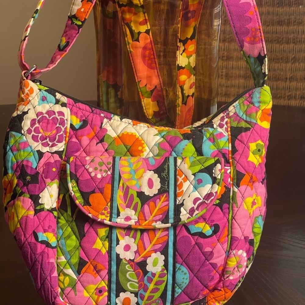 Vera Bradley Pink and Purple Quilted Shoulder Bag - Picture 2 of 14